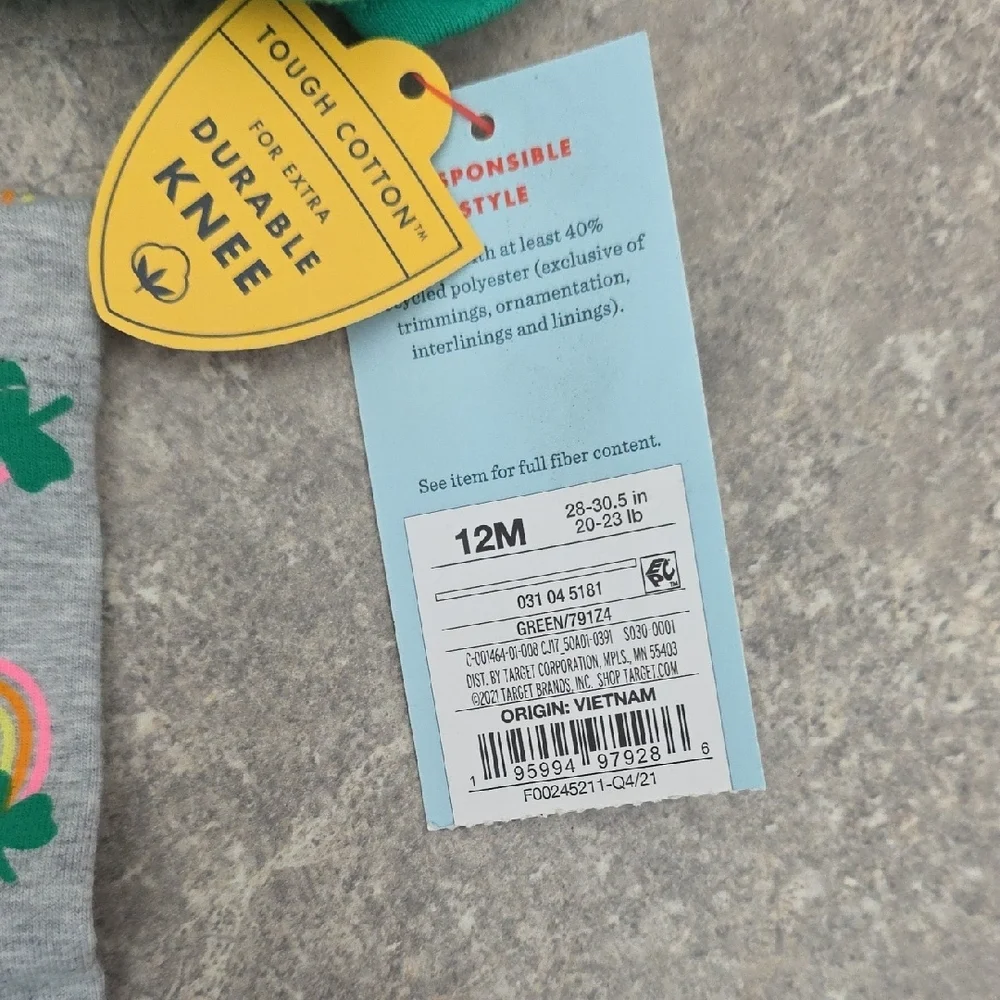 (J66) Cat & Jack Green St Patrick's Day Kids Matching Set 12 Mths